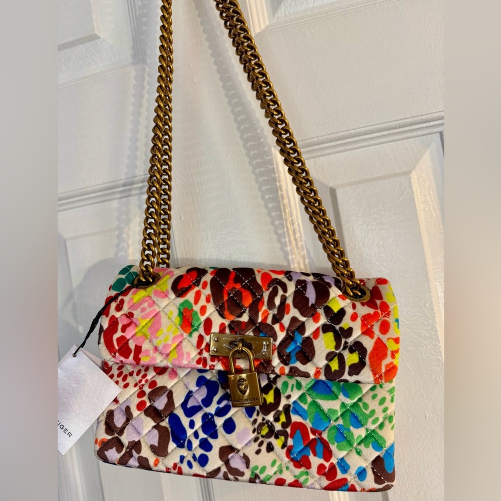 Kurt Geiger London Velvet Mini Brixton Crossbody Bag Quilted Multi-colored NWT - Picture 2 of 12